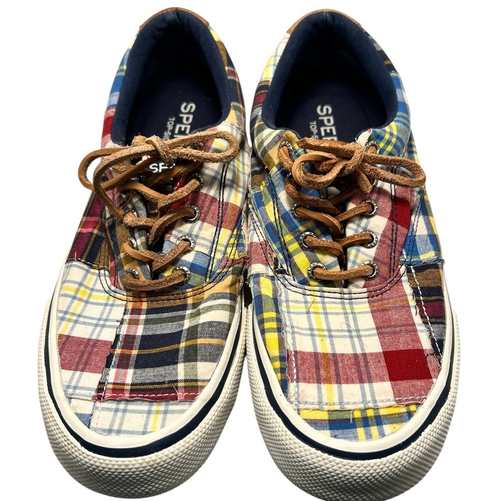 Sperry Men's Striper II Top Sider Madras Preppy Boat Shoe Sneaker Size 8.5
